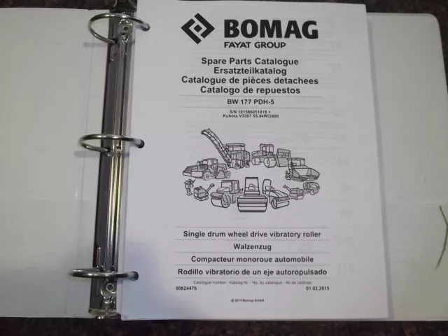 Bomag Bw 177 Pdh-5 Single Drum Vibratory Roller Parts Catalog Book Manual