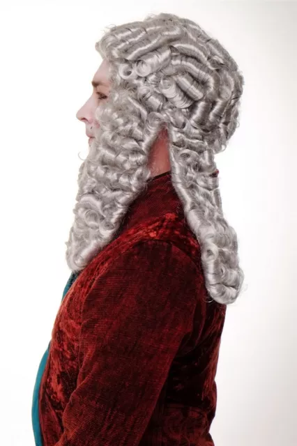 Fasching Perücke Karneval Adel Barock Renaissance Richter Lord Grau WIG002-K309 3