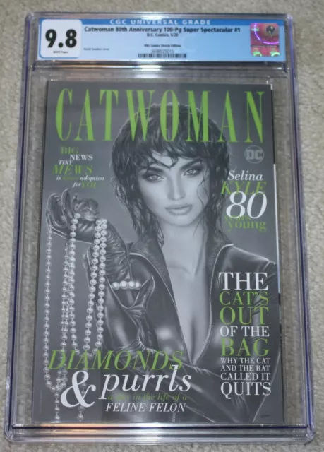 CATWOMAN 80th ANNIVERSARY 1 CGC 9.8 NATALI SANDERS SECRET SPRING B&W VARIANT-C