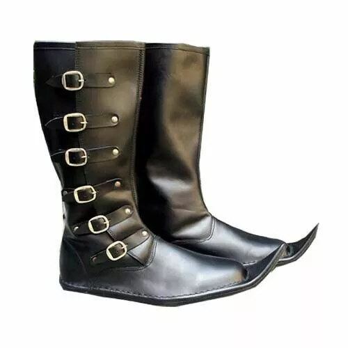 Médiéval Bottes Cuir Historique Long Chaussures Reconstitution Mens Déguisement