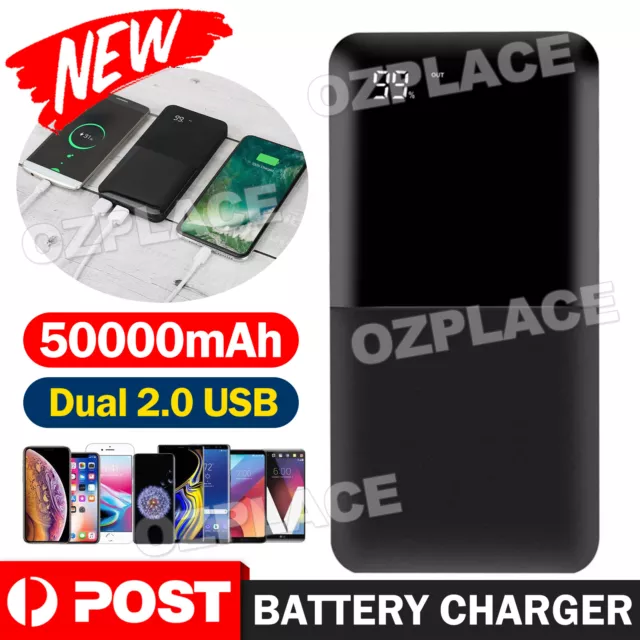 50000mAh Portable Power Bank Charger With LCD 2USB External Battery Pack AU