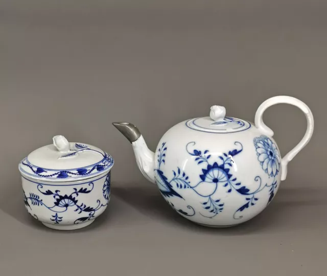 9140420 Porcelana Tetera Y Azucarero Patrón de Cebolla Decoración Azul Ciudad M