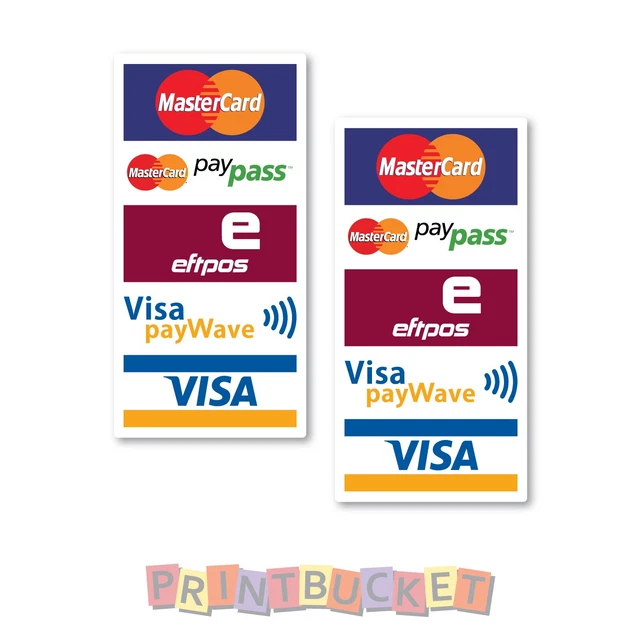 EFTPOS $20 Minimum Purchase Stickers – MasterCard Visa Payment Transfer, 120mm
