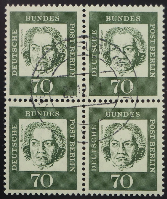 1961 Berlin, 70 Pfg. Bedeutende Deutsche, gest. Viererblock, Luxus. Gepr. BPP.