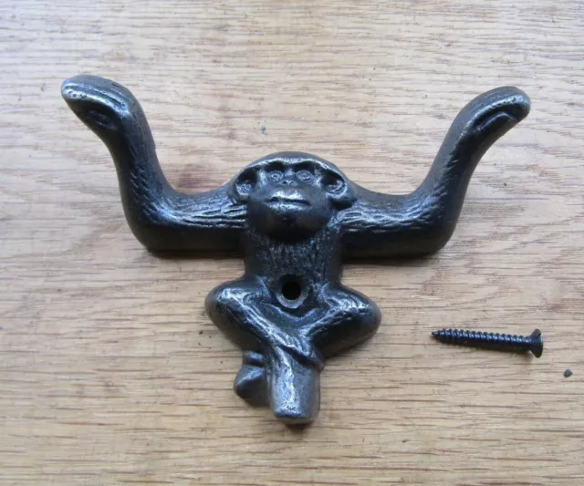 Cast iron Rustic coat hook vintage old retro peg hanger  MONKEY HOOK