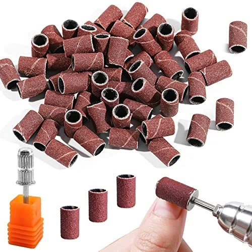 150 Pcs Embouts Manchons pour Ponceuse à Ongle 180 Grain Manchons pour Poliss...