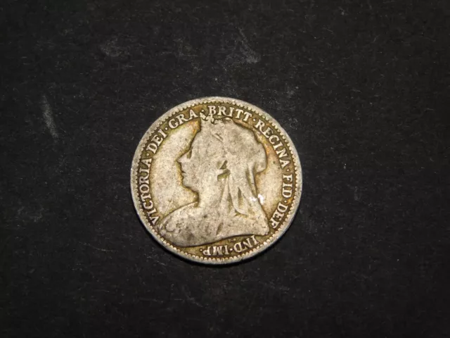Vintage 1895 Queen Victoria 3 Pence Uk Great Britain England Silver Coin