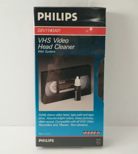 PHILIPS SBV1140A01 WET system VHS Video Head Cleaner Tape for VCRs NEW