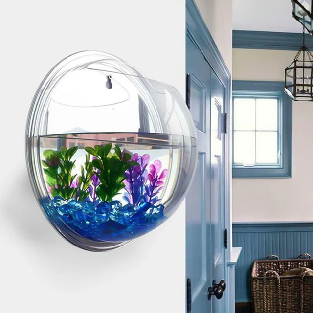 Fish Bowl Aquarium Tank Acrylic Wall Mounted Goldfish Hanger Plant I 3