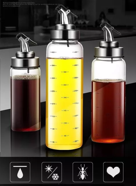 Olive Oil Dispenser Bottle Liquid Condiment Container 17 Oz Vinegar Dispensing