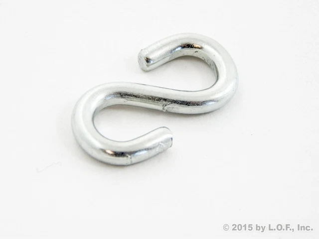 1 S-Hook 1" Long x 1/2" Wide x 1/8 Inch Thick Zinc Plated Silver 42 Lbs
