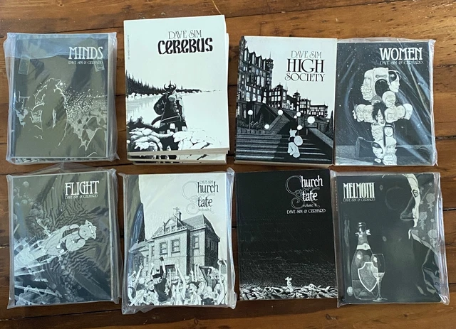 Cerebus, High Society, Church & State I & II, Melmoth, Women, Flight, Minds Book