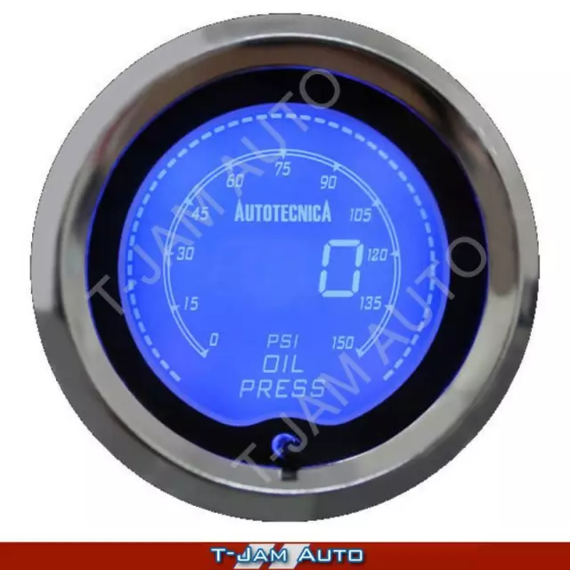 Oil Pressure Gauge 52mm Autotecnica Electronic Digital LCD 7 Colour Display