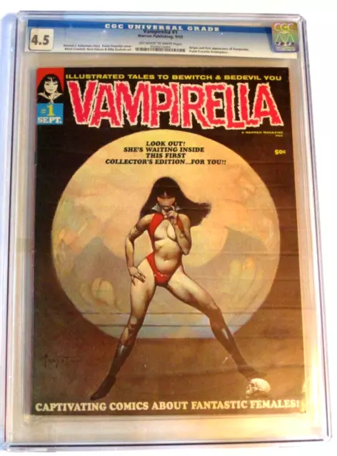 Vampirella #1 1969 Warren Publishing Origin 1St Appearance Cgc Graded 4.5 Nice