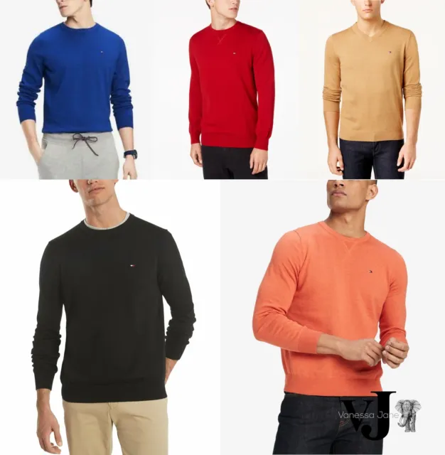 Tommy Hilfiger Mens Signature Crew-Neck Classic Fit Sweater