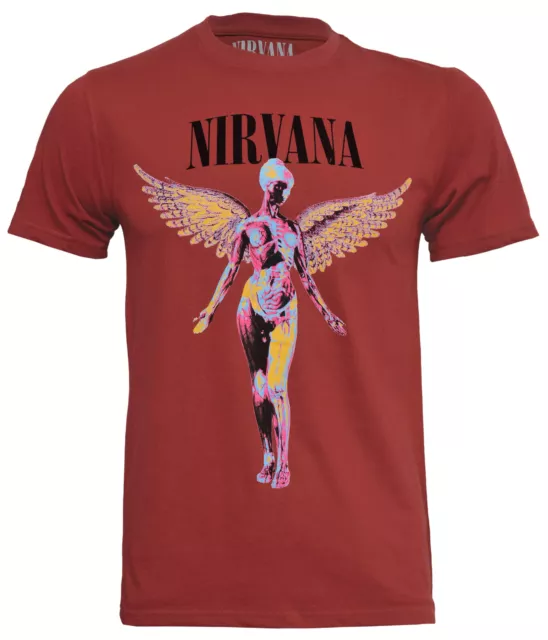 Nirvana T Shirt In Utero Official Red Album Logo Angelic Grunge Kurt Cobain New