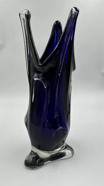 Grande VASO MURANO VETRO SOMMERSO BLU COBALTO