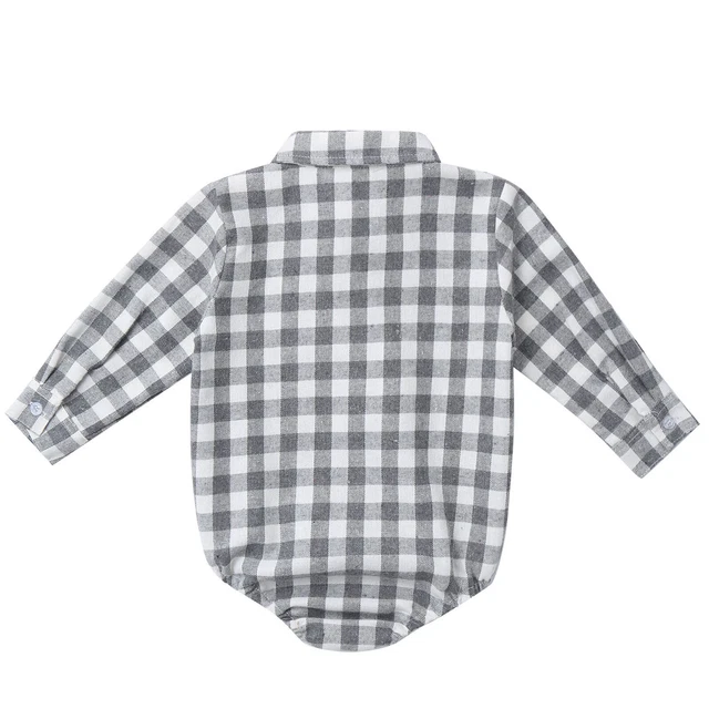 Tuta monopezzo camicia neonato bambini vestiti a quadretti manica lunga bambini 8