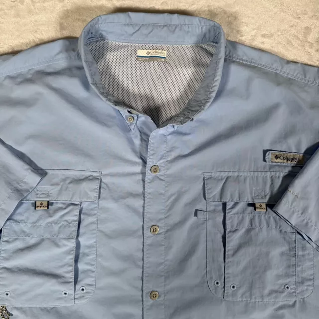 Columbia Sportswear Company PFG Men Omni-Shade Shirt Fishing Vented Blue 4XL EUC