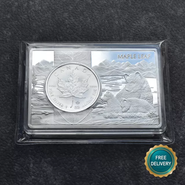 Maple Leaf Ahornblatt Kanada 2023 1OZ Silver Silber in 3OZ Bar Barren NEW 5000st