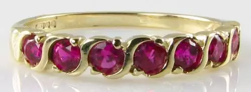 Divine 9K 9Ct Gold Indian Ruby Eternity Band Art Deco Ins Ring Free Resize