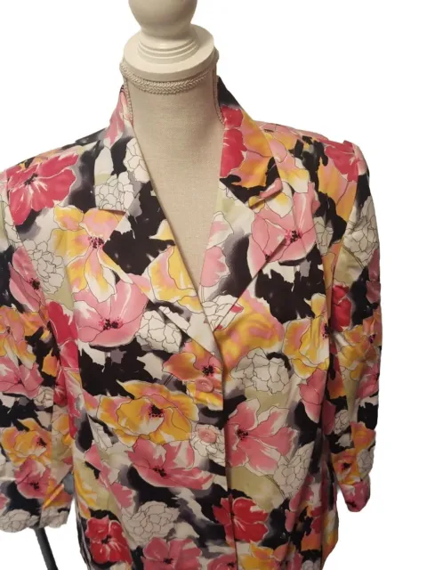 Women's Jacket Blazer Plus Sz 18 Floral Pink Yellow Black Green Pink Springtime