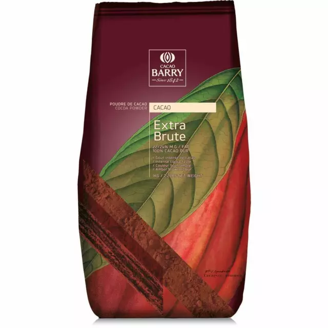 NEW Cacao Barry Extra Brute Cocoa Powder 100% Pure Pressed Chocolate 2.2lb bag