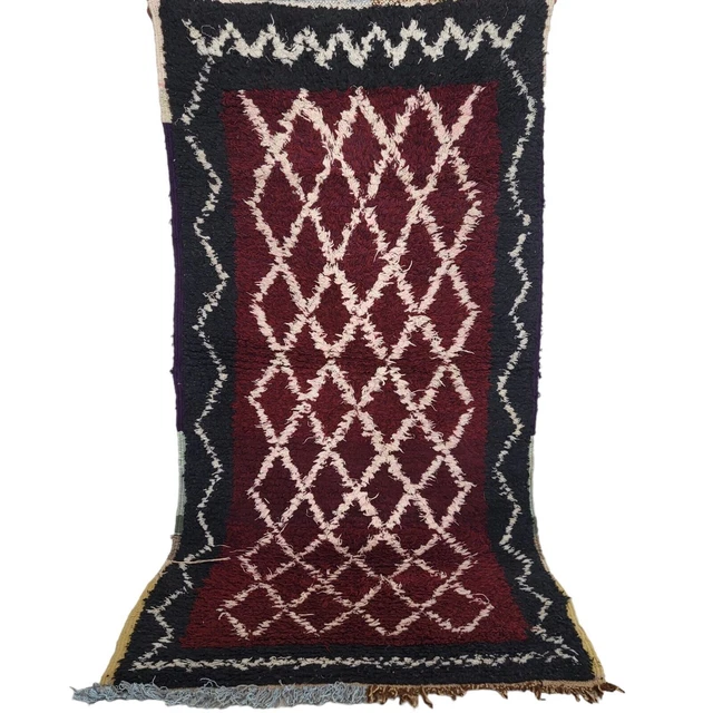 Vintage Moroccan Rug Tribal Azilal Rug Handmade Kilim Carpet Berber Wool Rug
