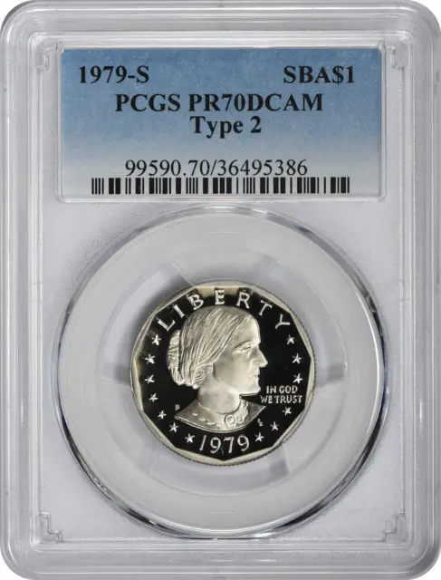 1979-S Type 2 Susan B Anthony Dollar SBA PR70DCAM PCGS Proof 70 DC Clear 'S'