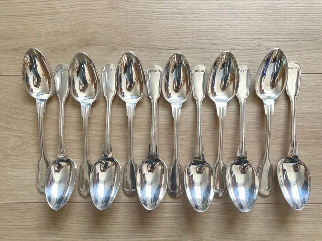 Ensemble de 12 cuillères à soupe Alfénide / CHRISTOFLE - filet en métal argenté