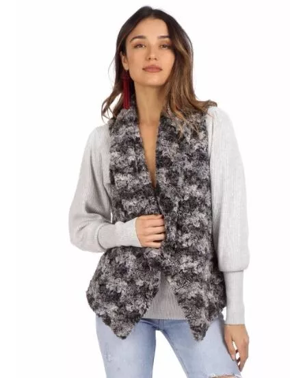 Show Me Your Mumu Fausta Faux Fur Vest Wolfpack Soft Gray Size XS