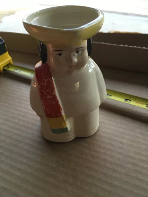 Vintage Czech Hand Painted Figural Pitcher 3.5” Boy With Serape