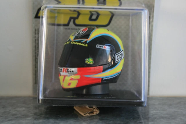 Casque Miniature Valentino Rossi 1/5 - Moto GP Misano 2014 - Collection Officielle Avec Socle