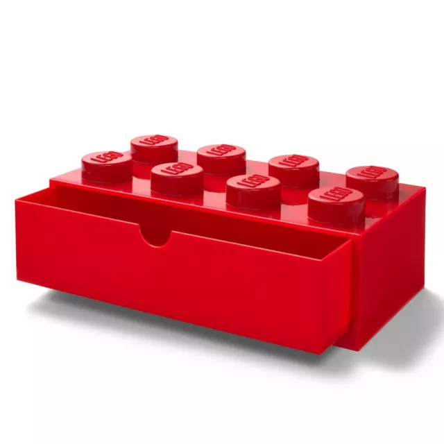 Lego Brick Storage Desk Drawer Stackable Block Kids - 4 / 8 Knobs - Red / Blue