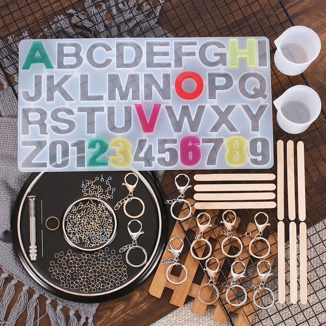 Artisanat Résine époxy Moule en résine Colle de cristal Alphabet Kit Silicone