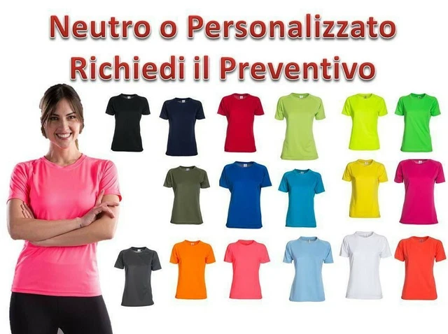 maglietta donna t-shirt sportiva in poliestere sfiancata morbida sportiva