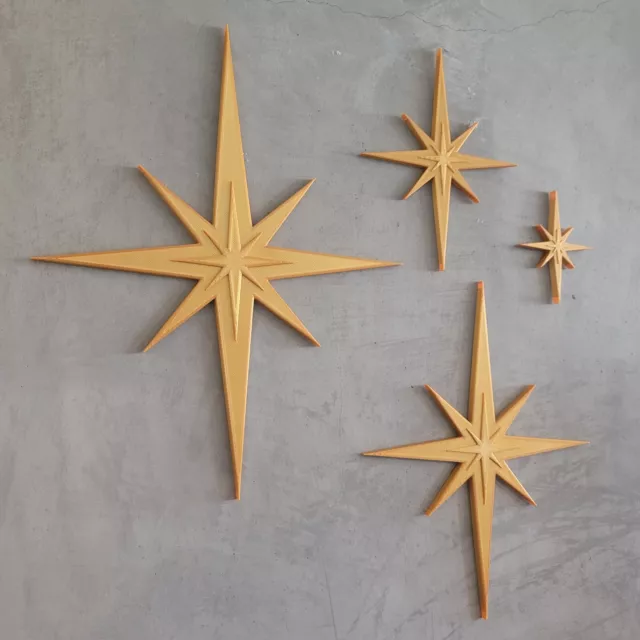 Mid Century Modern Vintage Style Starbursts 1960s Wall Decor Office Home MCM