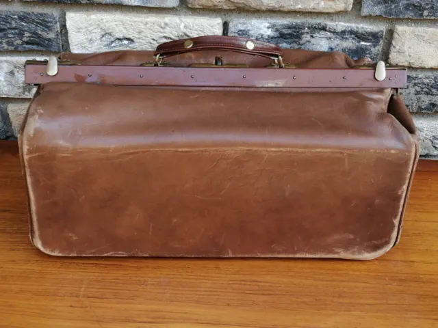 Arzttasche Leder Koffer braun ca. 50 x 25 x 30 cm Alt Antik