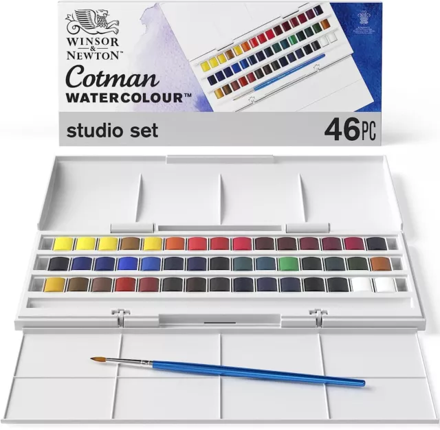 Winsor & Newton Half Pan Studio Cotman Watercolour 45-Pieces Set