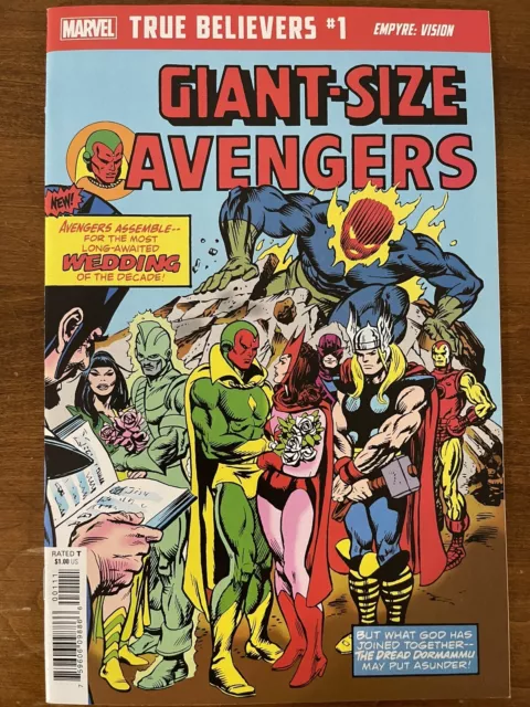 True Believers Empyre Vision #1 reprints GIANT-SIZE AVENGERS #4 Marvel Comics