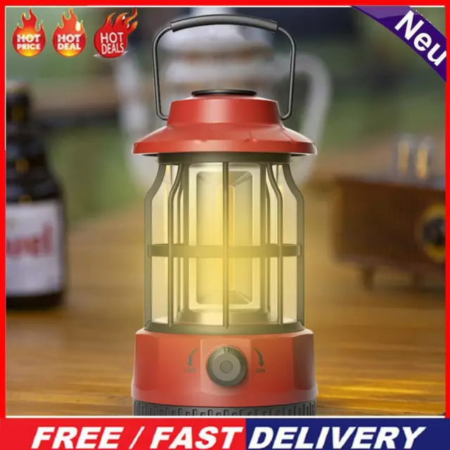 COB Portable Lantern Wear-Resistant Retro Lawn Lamp with Hook for Outdoor Travel