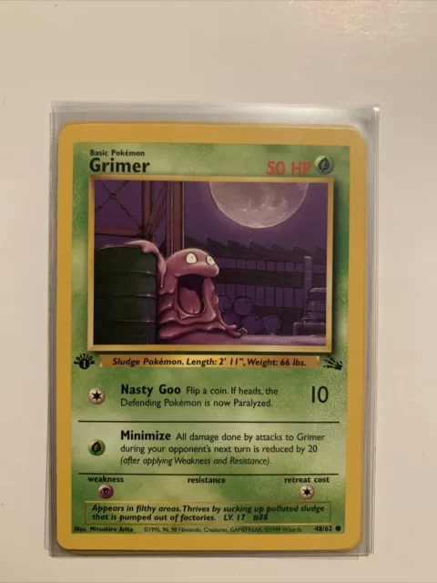 1st Edition Grimer 48/62 Fossil WOTC Pokemon Card Near Mint NM