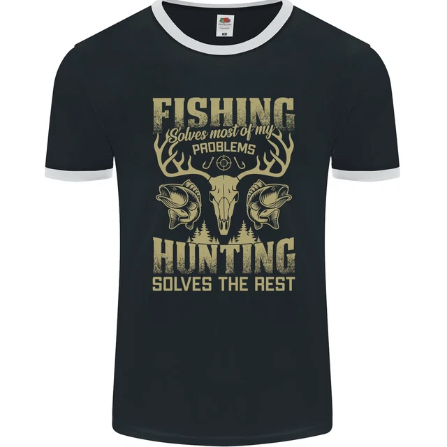 T-shirt lottatore pescatore e caccia pescatore cacciatore divertente da uomo fotoL