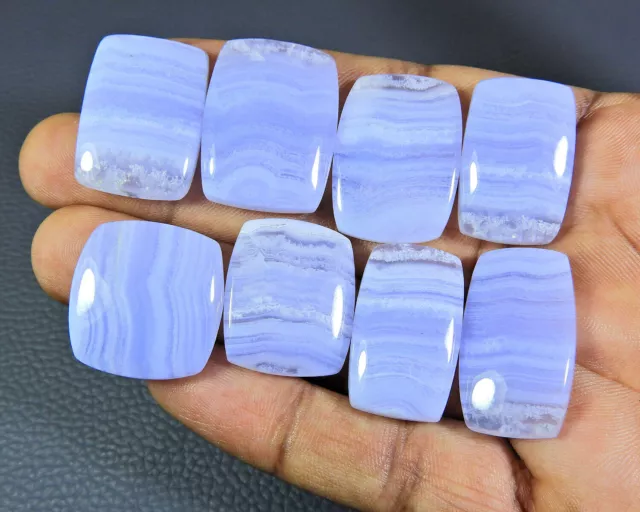 8 Pcs Natural Blue Lace Agate Cabochon Untreated Loose Gemstone 24 - 28 MM C435