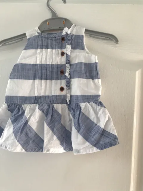 Bnwot Baby Girls Blue & White Striped Summer Dress By Next Age Up To 1 Month