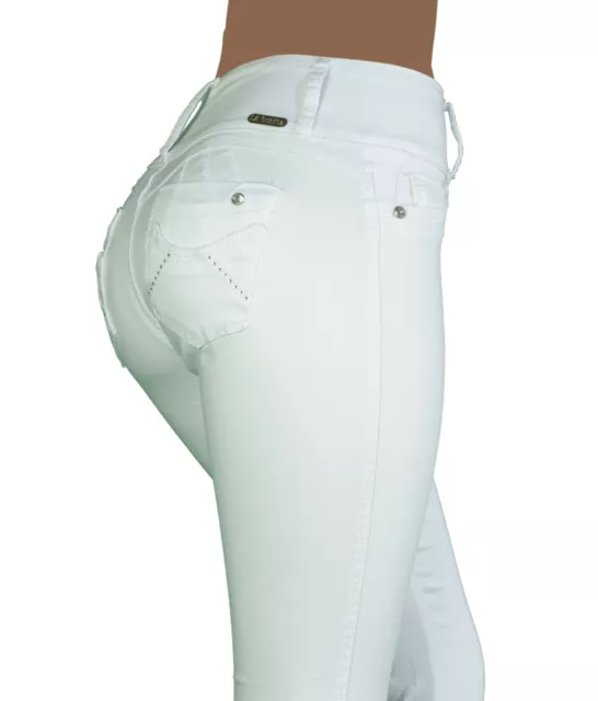 Jeans White Stretch High Rise Levanta Cola Lifter Colombian Push Up Skinny  Slim