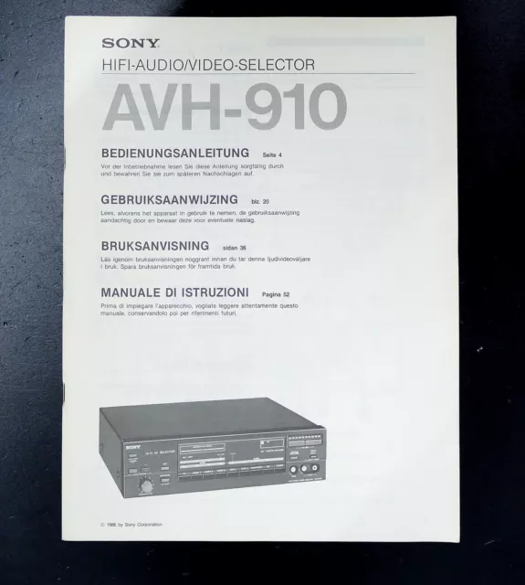 Original SONY AVH-910 HiFi AV-Selector Bedienungsanleitung/User Manual