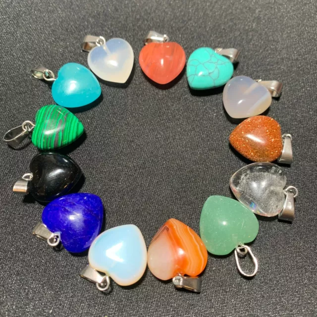 Quartz Heart Pendant Necklace Gemstone Natural Stone Crystal Chakra Healing