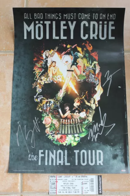 Nikki Sixx Mars Neil Signed Motley Crue Final Tour Poster Autographed The Dirt