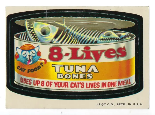 1973 Topps Wacky Packages 2nd Series 2 8-LIVES TUNA BONES white back ex+/nm- o/c